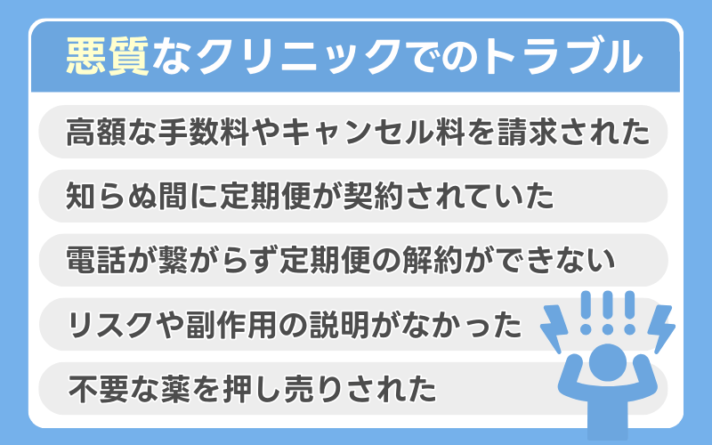 悪質なクリニックでのトラブル